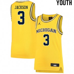 Youth Michigan #3 Zeb Jackson Yellow Player Jersey 577413-107