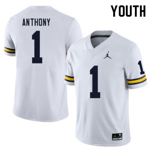 Youth University of Michigan #1 Andrel Anthony White Official Jerseys 204304-471