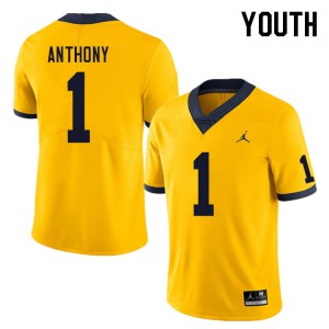 Youth Wolverines #1 Andrel Anthony Yellow College Jersey 568470-763