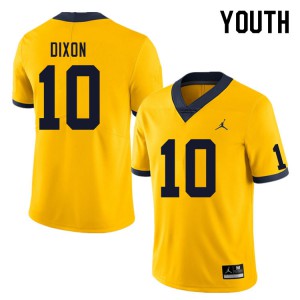 Youth Michigan #10 Cristian Dixon Yellow Stitched Jersey 552013-234