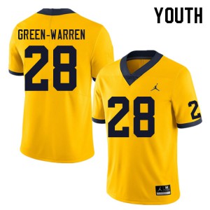 Youth Michigan Wolverines #28 Darion Green-Warren Yellow College Jerseys 266700-767