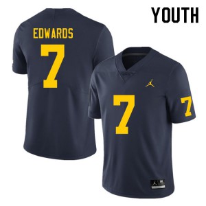 Youth Michigan Wolverines #7 Donovan Edwards Navy Football Jerseys 618169-118