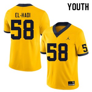 Youth Wolverines #58 Giovanni El-Hadi Yellow University Jerseys 241878-560