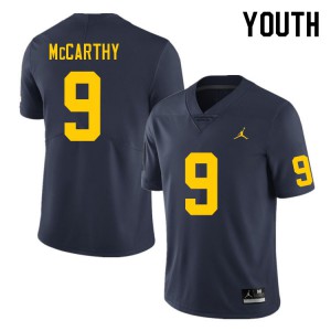 Youth Michigan #9 J.J. McCarthy Navy University Jerseys 306701-701