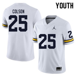Youth Michigan #25 Junior Colson White Player Jerseys 477801-849