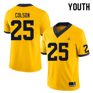 Youth Wolverines #25 Junior Colson Yellow Embroidery Jersey 791789-101