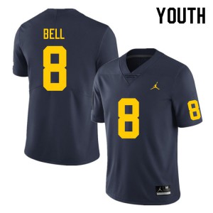 Youth Wolverines #8 Ronnie Bell Navy Official Jersey 379665-256
