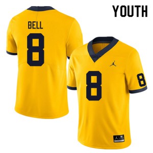 Youth Michigan #8 Ronnie Bell Yellow Official Jersey 106773-805