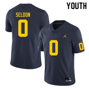 Youth University of Michigan #0 Andre Seldon Navy Player Jerseys 817224-136