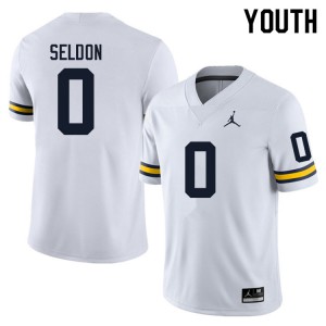 Youth Wolverines #0 Andre Seldon White Embroidery Jersey 442197-460