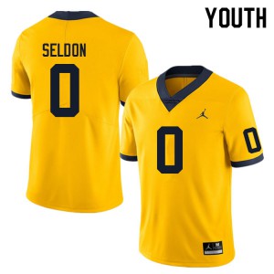 Youth Michigan #0 Andre Seldon Yellow College Jersey 823907-604