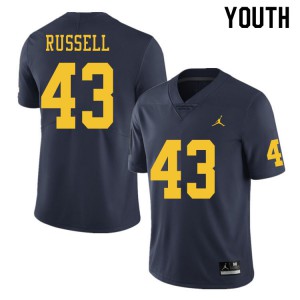 Youth Michigan #43 Andrew Russell Navy Stitch Jersey 379863-530