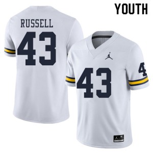 Youth Michigan Wolverines #43 Andrew Russell White High School Jerseys 345313-188