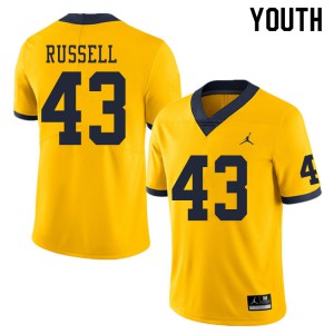 Youth Michigan Wolverines #43 Andrew Russell Yellow College Jerseys 491253-135