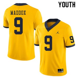 Youth Michigan #9 Andy Maddox Yellow Alumni Jersey 963966-313