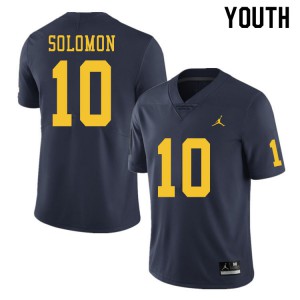 Youth University of Michigan #10 Anthony Solomon Navy Embroidery Jersey 970642-447
