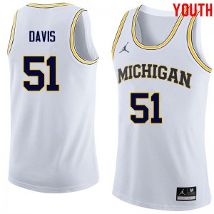 Youth Michigan #51 Austin Davis White Stitched Jersey 541861-828