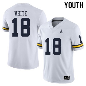 Youth Michigan #18 Brendan White White NCAA Jersey 202317-404