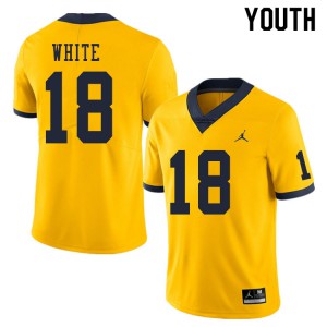 Youth Michigan #18 Brendan White Yellow High School Jerseys 357405-446