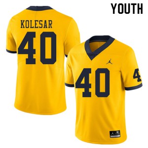 Youth Wolverines #40 Caden Kolesar Yellow NCAA Jersey 930551-660