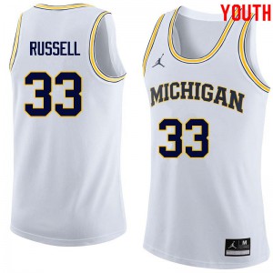 Youth Wolverines #33 Cazzie Russell White High School Jersey 650593-658