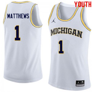 Youth Michigan #1 Charles Matthews White Player Jerseys 334197-625