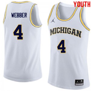 Youth Wolverines #4 Chris Webber White Basketball Jerseys 203764-982