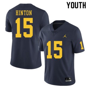 Youth Michigan Wolverines #15 Christopher Hinton Navy University Jersey 664629-390