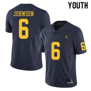 Youth University of Michigan #6 Cornelius Johnson Navy NCAA Jersey 538090-977