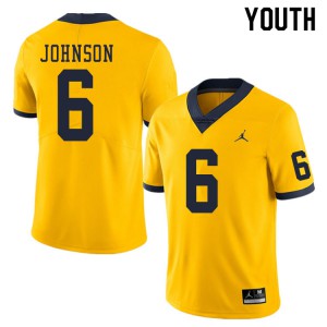 Youth Michigan Wolverines #6 Cornelius Johnson Yellow Stitched Jerseys 887985-215