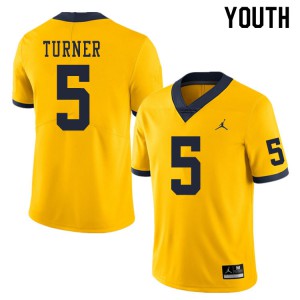 Youth University of Michigan #5 DJ Turner Yellow College Jerseys 928387-386