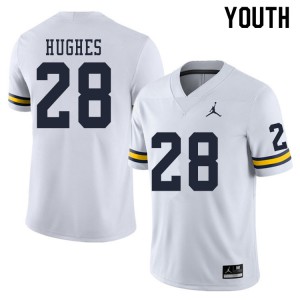 Youth Michigan Wolverines #28 Danny Hughes White NCAA Jersey 809952-352