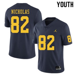 Youth University of Michigan #82 Desmond Nicholas Navy Embroidery Jersey 531199-134