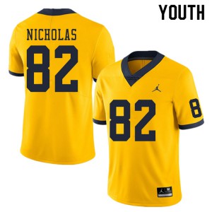 Youth Wolverines #82 Desmond Nicholas Yellow NCAA Jerseys 318329-707