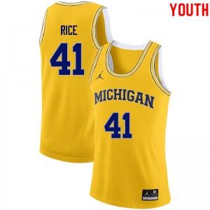 Youth Michigan #41 Glen Rice Yellow University Jersey 570949-546