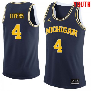 Youth Wolverines #4 Isaiah Livers Navy Official Jersey 245617-493