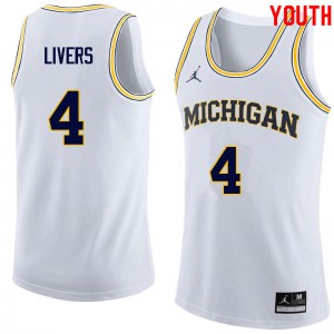 Youth Michigan Wolverines #4 Isaiah Livers White College Jerseys 884714-298