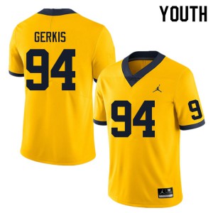 Youth Michigan Wolverines #94 Izaak Gerkis Yellow NCAA Jersey 562596-917