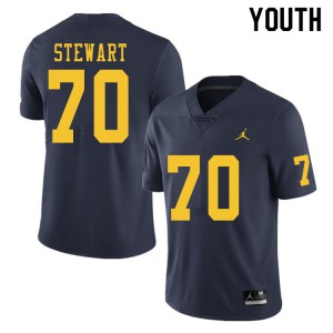 Youth Wolverines #70 Jack Stewart Navy Stitch Jersey 467243-120