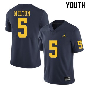 Youth Michigan #5 Joe Milton Navy University Jerseys 928994-968