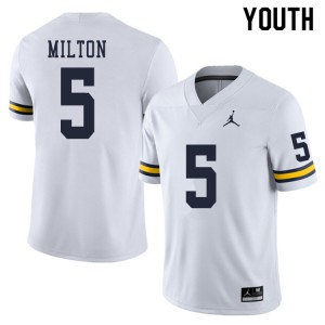 Youth Michigan Wolverines #5 Joe Milton White Stitch Jerseys 569557-678