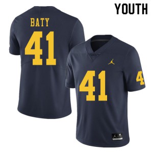 Youth Wolverines #41 John Baty Navy Official Jerseys 298159-872