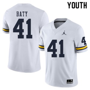 Youth Michigan #41 John Baty White Embroidery Jerseys 204531-981