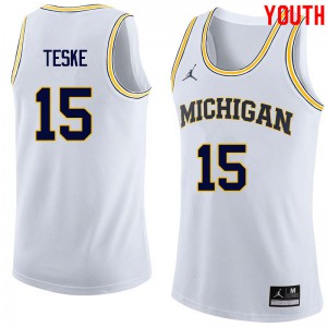 Youth Michigan Wolverines #15 Jon Teske White High School Jerseys 941521-787