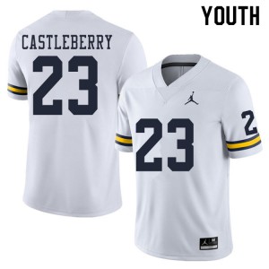 Youth Michigan Wolverines #23 Jordan Castleberry White Football Jersey 566763-789