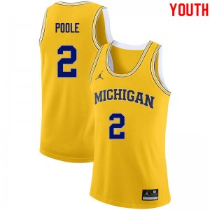 Youth Michigan #2 Jordan Poole Yellow Embroidery Jersey 332895-283