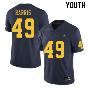 Youth Michigan #49 Keshaun Harris Navy Official Jersey 828380-365