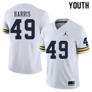 Youth Michigan #49 Keshaun Harris White Stitch Jerseys 895254-445