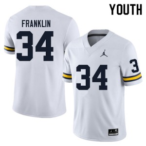 Youth Wolverines #34 Leon Franklin White University Jersey 188608-961