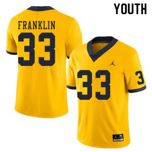 Youth Michigan Wolverines #33 Leon Franklin Yellow High School Jerseys 476933-534